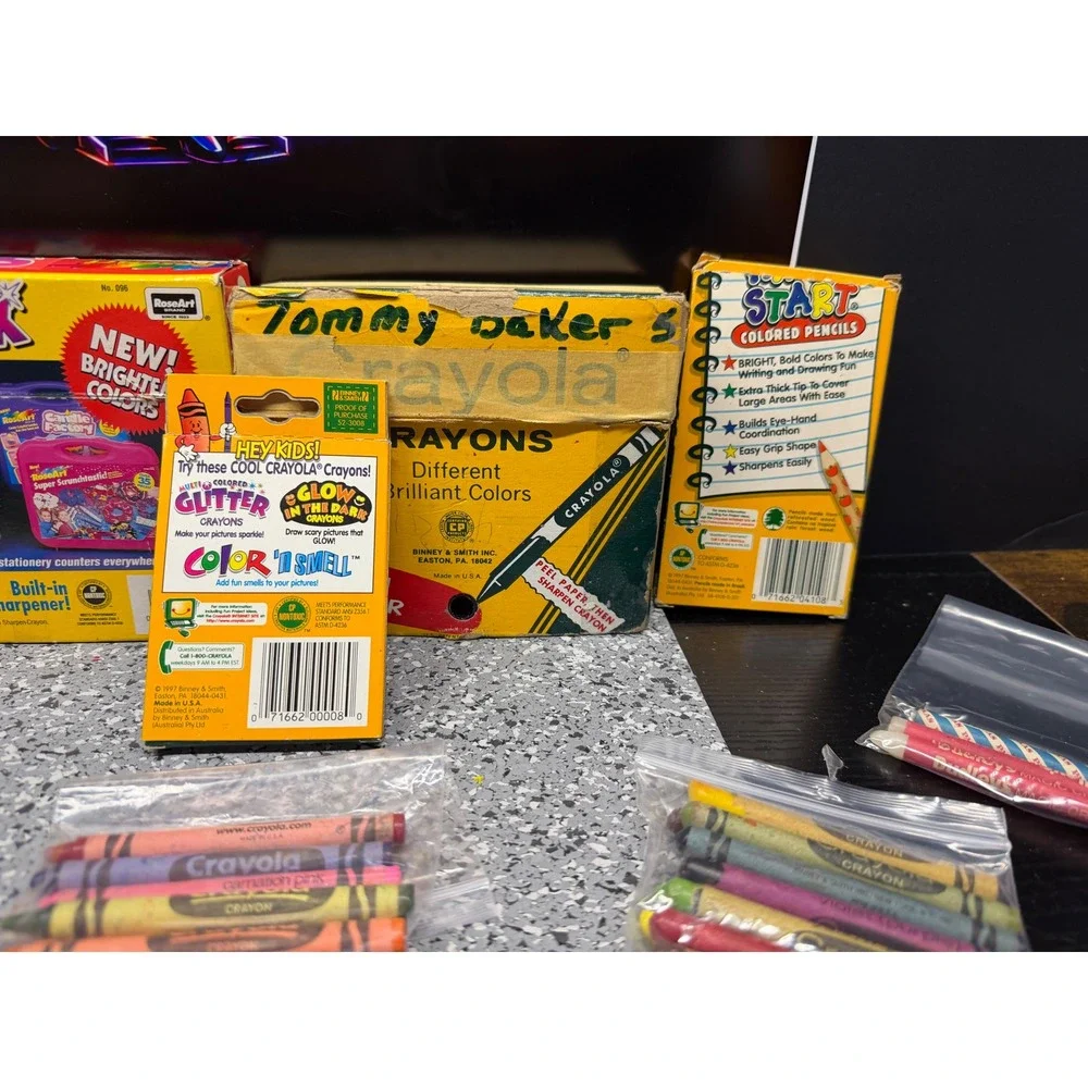 Vintage Retired Crayola RoseArt Crayon Lot Glitter Scented 90s Art Supplies